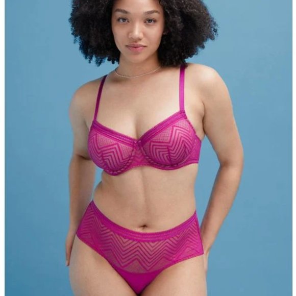 NWT thirdlove Graphic Mesh Demi Bra in Fuschsia 38F - Picture 5 of 8